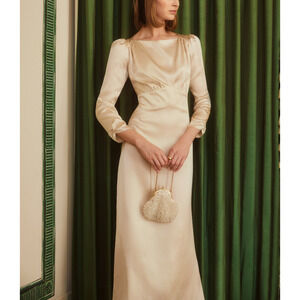 Reformation Cream Long Sleeve Dress